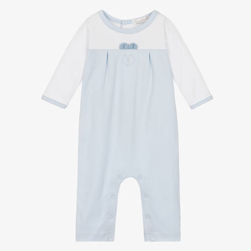 Kissy Kissy-Baby Boys White & Blue Beary Plaid Romper | Childrensalon Outlet