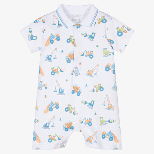 Kissy Kissy-Baby Boys White Construction Convoy Shortie | Childrensalon Outlet