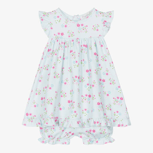 Kissy Kissy-Baby Girls Blue Pima Bunny Blossoms Dress | Childrensalon Outlet