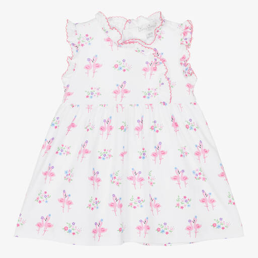 Kissy Kissy-فستان بطبعة فلامينجو قطن بيما لون أبيض | Childrensalon Outlet