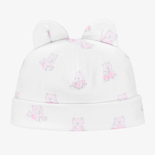 Kissy Kissy-Белая хлопковая шапочка с медвежатами для малышек | Childrensalon Outlet