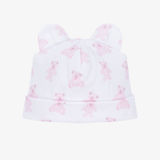 Kissy Kissy-Baby Girls White & Pink Beary Plaid Hat | Childrensalon Outlet