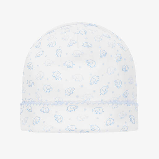 Kissy Kissy-قبعة قطن بيما لون أبيض وأزرق للمواليد | Childrensalon Outlet