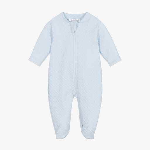 Kissy Kissy-Boys Blue Quilted Classic Jacquards Babygrow | Childrensalon Outlet
