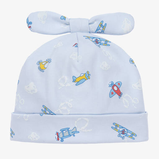 Kissy Kissy-Boys Pima Cotton Blue Sky Planes Hat  | Childrensalon Outlet