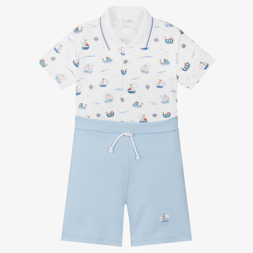 Kissy Kissy-Boys Pima Cotton Boats At Sea Shorts Set | Childrensalon Outlet