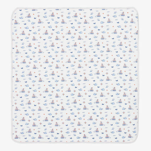 Kissy Kissy-Boys Sail N Whale Pima Cotton Blanket (72cm) | Childrensalon Outlet