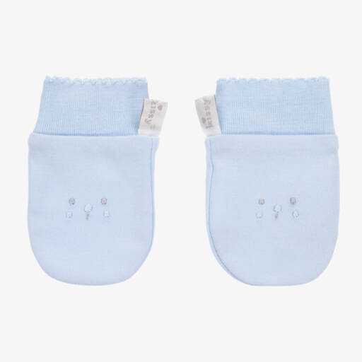 Kissy Kissy-Boys Teddy Blue Scratch Mitts | Childrensalon Outlet