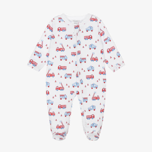 Kissy Kissy-Boys White Fire Engine Cotton Sleepsuit | Childrensalon Outlet