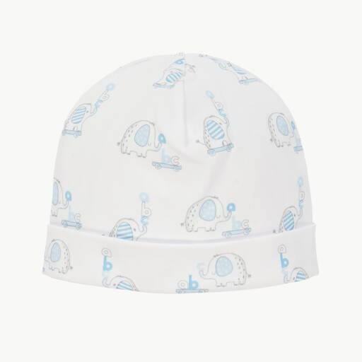 Kissy Kissy-Boys White Pima Cotton Elephant ABCs Hat | Childrensalon Outlet