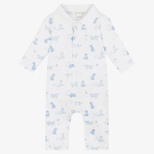 Kissy Kissy-Weißer Puppy Dog Fun Pima-Overall | Childrensalon Outlet