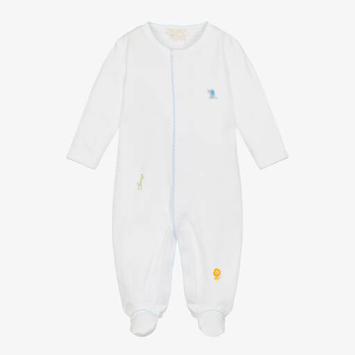 Kissy Kissy-Boys White Safari Style Babygrow  | Childrensalon Outlet