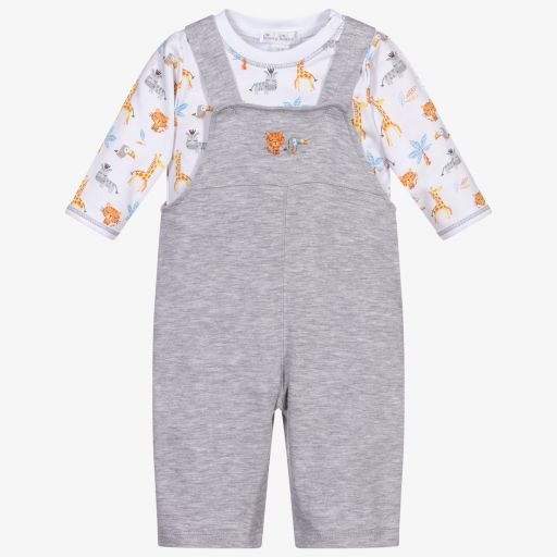 Kissy Kissy-Cotton Jungle Dungaree Set | Childrensalon Outlet