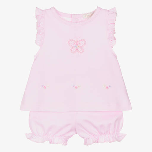 Kissy Kissy-Girls Pink Cotton Butterfly Flutters Shorts Set | Childrensalon Outlet