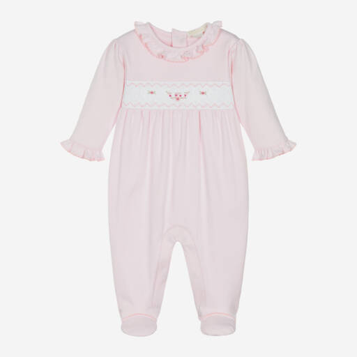 Kissy Kissy-Girls Pink Ruffle Collar Babygrow | Childrensalon Outlet