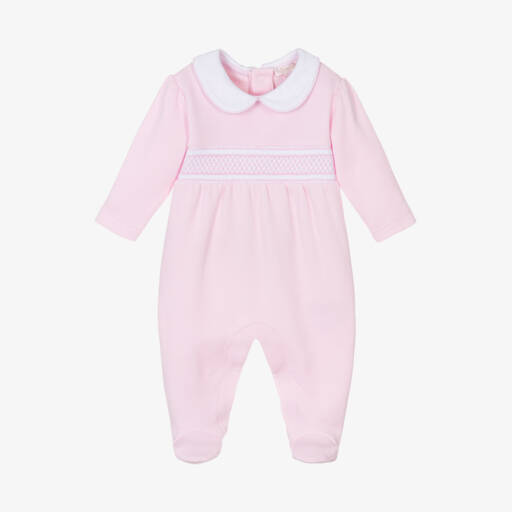 Kissy Kissy-Girls Pink Smocked Cotton Babygrow | Childrensalon Outlet