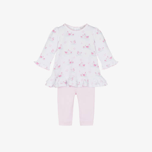 Kissy Kissy-Girls Pink Swan Leggings Ensemble | Childrensalon Outlet
