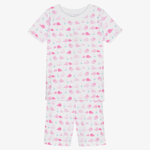 Kissy Kissy-Короткая розовая пижама из хлопка пима с китами | Childrensalon Outlet