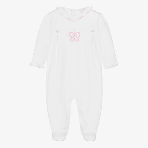 Kissy Kissy-Girls White Cotton Butterfly Flutters Babygrow | Childrensalon Outlet