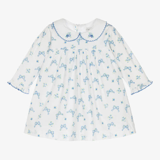 Kissy Kissy-Girls White Dress with Blue Bows | Childrensalon Outlet
