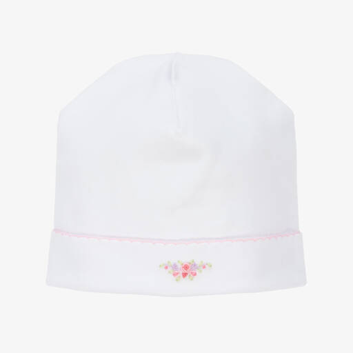 Kissy Kissy-Girls White Pima Cotton Hearts Abloom Hat | Childrensalon Outlet