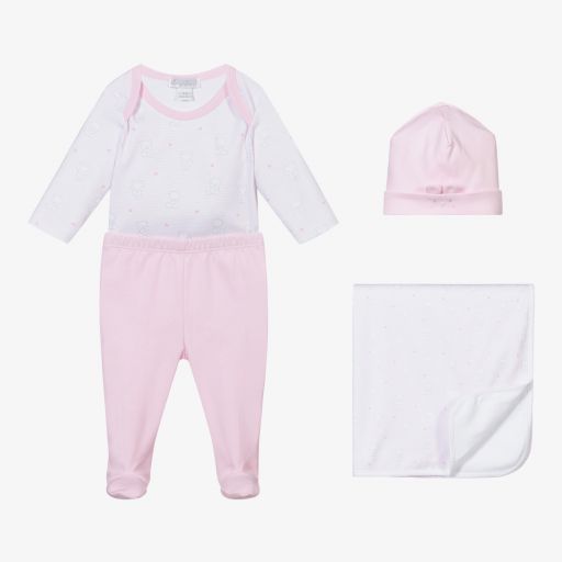 Kissy Kissy-Pale Pink Bear Babygrow Set | Childrensalon Outlet