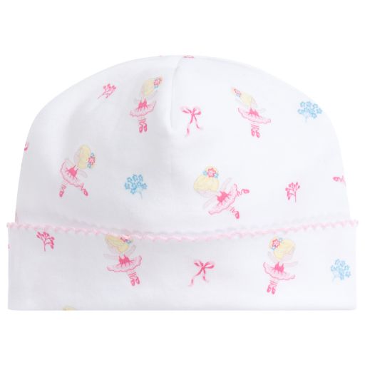 Kissy Kissy-قبعة قطن بيما لون أبيض وزهري للمولودات | Childrensalon Outlet