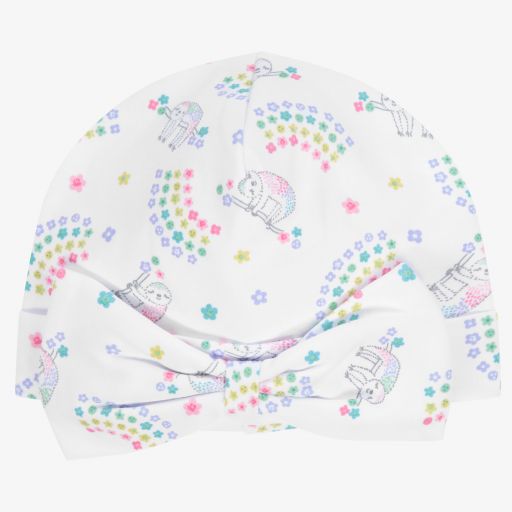 Kissy Kissy-Bonnet blanc en coton Pima Paresseux | Childrensalon Outlet