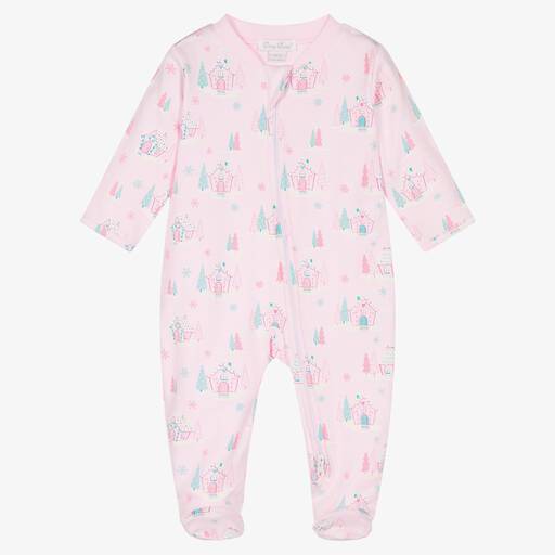 Kissy Kissy-Pink Cotton Gingerbread Cottages Babygrow | Childrensalon Outlet