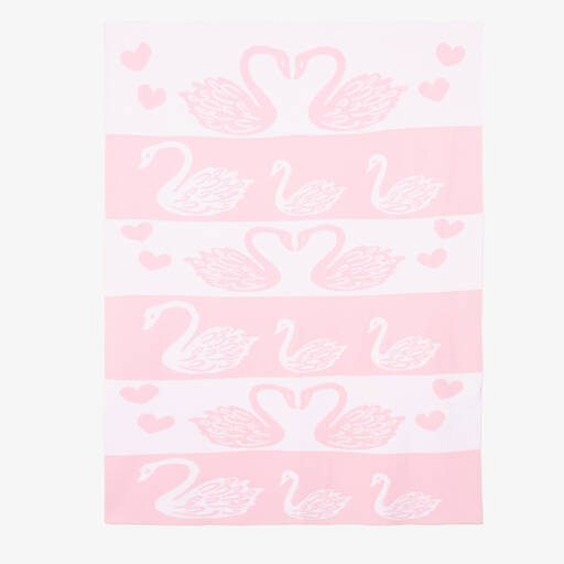 Kissy Kissy-Pink Cotton Swan Blanket (96cm) | Childrensalon Outlet