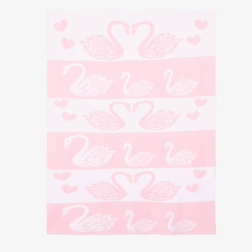 Kissy Kissy-Розовое одеяло из хлопка пима с лебедями (96см) | Childrensalon Outlet