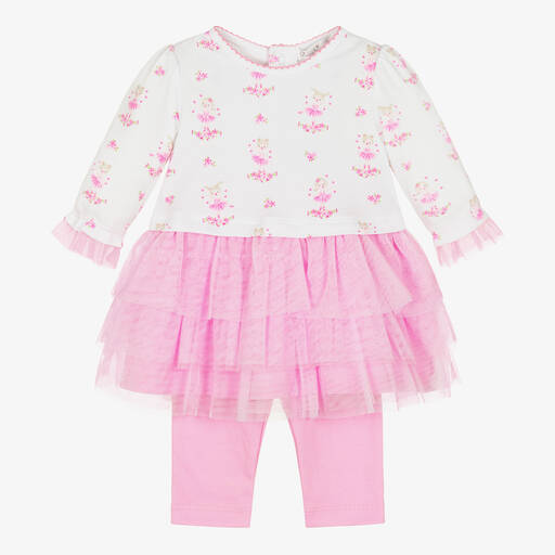 Kissy Kissy-Pink Pima Cotton Ballet Blossoms Dress Set | Childrensalon Outlet