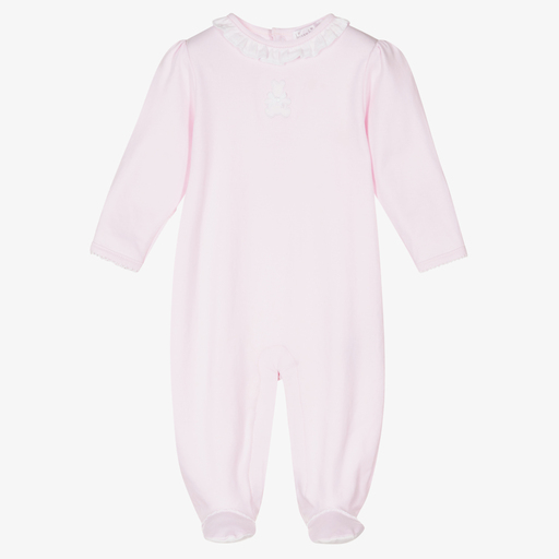 Kissy Kissy-Pink Ted Pima Cotton Babygrow | Childrensalon Outlet