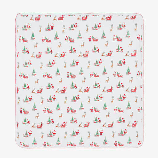 Kissy Kissy-Santa's Sleigh Pima Cotton Blanket (72cm) | Childrensalon Outlet