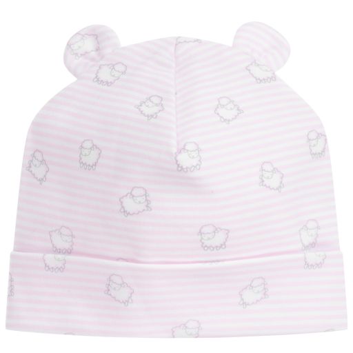 Kissy Kissy-قبعة قطن بيما لون زهري و أبيض للمولودات  | Childrensalon Outlet