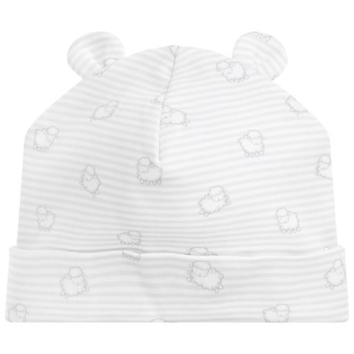Kissy Kissy-قبعة قطن بيما لون أبيض و رمادي للأطفال  | Childrensalon Outlet
