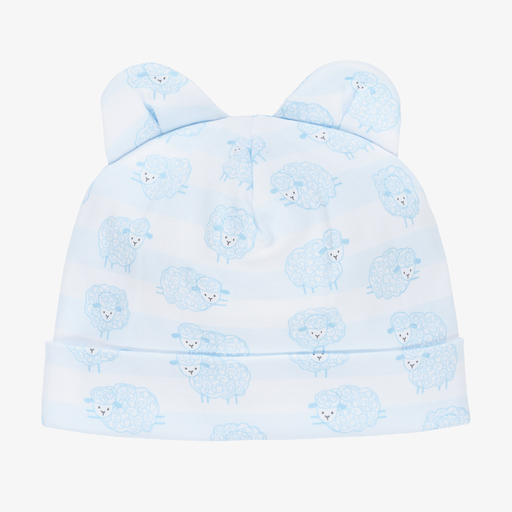 Kissy Kissy-White & Blue Lambs Baby Hat | Childrensalon Outlet