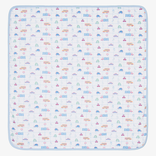 Kissy Kissy-Белое хлопковое одеяло с городским принтом (73см) | Childrensalon Outlet
