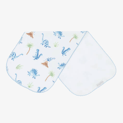 Kissy Kissy-White Cotton Dino Territory Burp Cloth (48cm) | Childrensalon Outlet