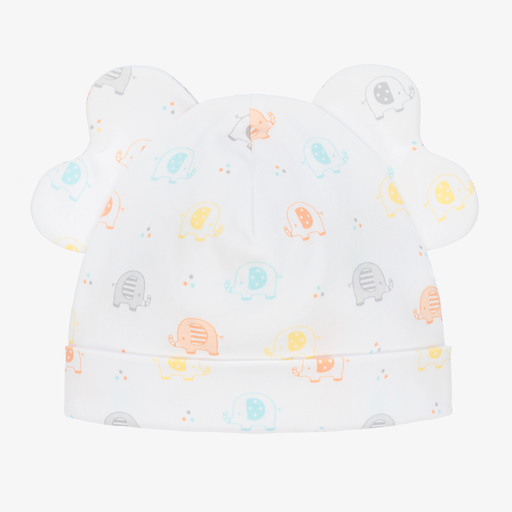 Kissy Kissy-White Cotton Elephant Baby Hat | Childrensalon Outlet