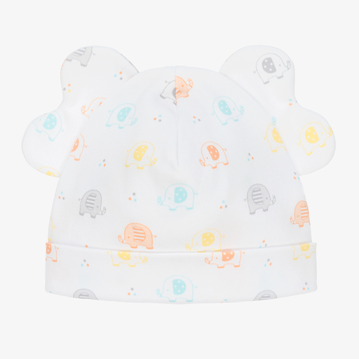 Kissy Kissy-White Cotton Elephant Baby Hat | Childrensalon Outlet