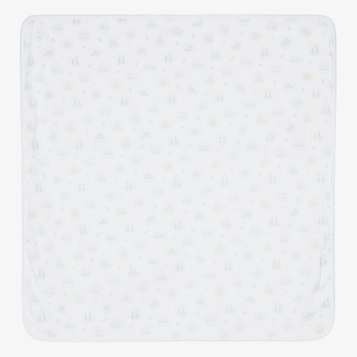Kissy Kissy-White Cotton Kins Blanket (73cm) | Childrensalon Outlet