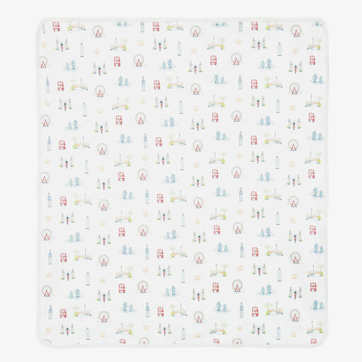 Kissy Kissy-White Cotton London Getaway Blanket (72cm) | Childrensalon Outlet