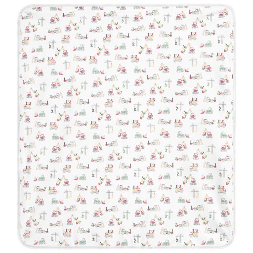 Kissy Kissy-Белый плед с экскаваторами (74 см) | Childrensalon Outlet