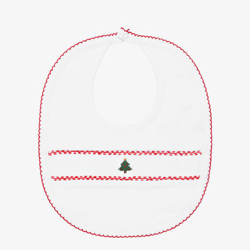 Kissy Kissy-White Festive Pima Cotton Bib | Childrensalon Outlet