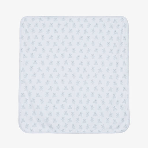 Kissy Kissy-White & Grey Beary Plaid Baby Blanket (72cm) | Childrensalon Outlet