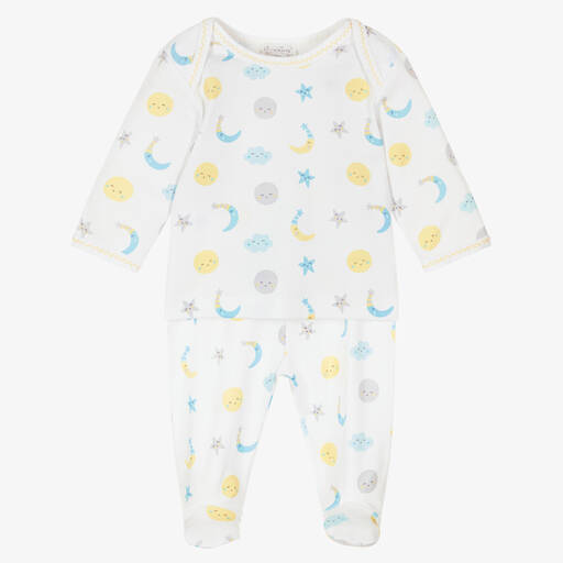 Kissy Kissy-White Moonlight Dreams 2 Piece Babygrow | Childrensalon Outlet