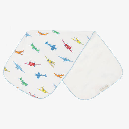 Kissy Kissy-White Pima Cotton Active Aviators Burp Cloth (47cm) | Childrensalon Outlet