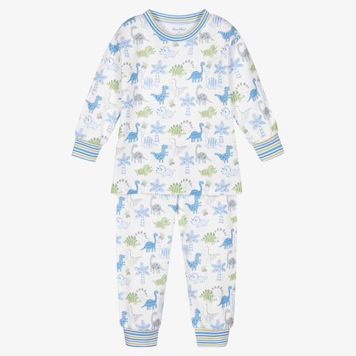 Kissy Kissy-White Pima Cotton Dino Pyjamas | Childrensalon Outlet