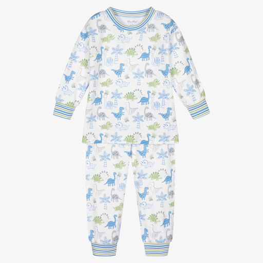 Kissy Kissy-White Pima Cotton Dino Pyjamas | Childrensalon Outlet